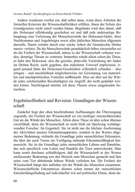 Germar Rudolf Kardinalfragen an Deutschlands ... - Weltordnung.ch