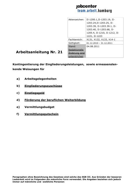 Arbeitsanleitung Nr. 21 - team-arbeit-hamburg