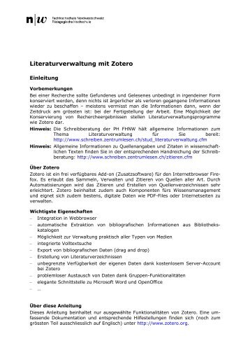 Anleitung Zotero - Schreibberatung