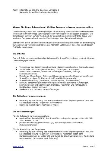 4330 International-Welding-Engineer Lehrgang I Nationale ...