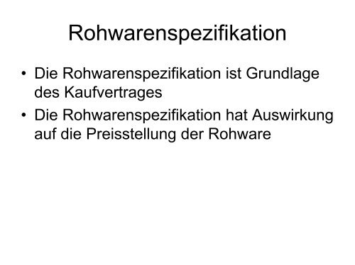 Rohwarenspezifikation