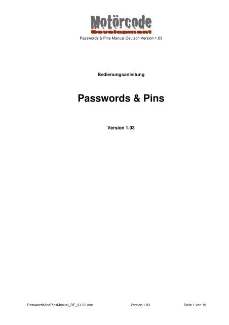 Passwords & Pins - motorcode.net