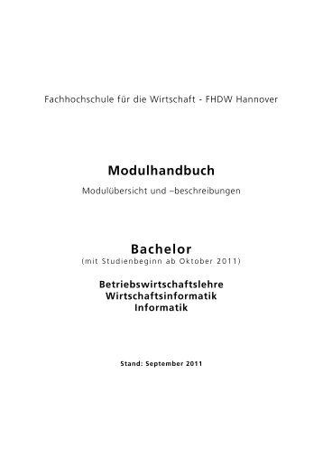 Modulhandbuch Bachelor - FHDW / bib Portalseite