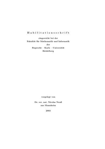 Habilitationsschrift - Fakultät für Mathematik