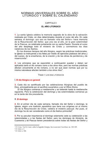 NORMAS UNIVERSALES SOBRE EL AÑO LITÚRGICO - lexorandi.es