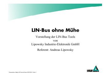 LIN-Bus ohne Mühe - Lipowsky Industrie-Elektronik GmbH