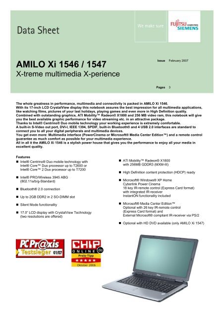 Amilo Xi 1546 1547 Ru Fujitsu Com