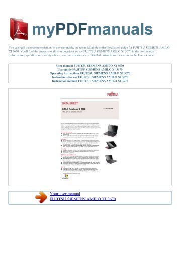 User manual FUJITSU SIEMENS AMILO XI 3670 - MY PDF MANUALS