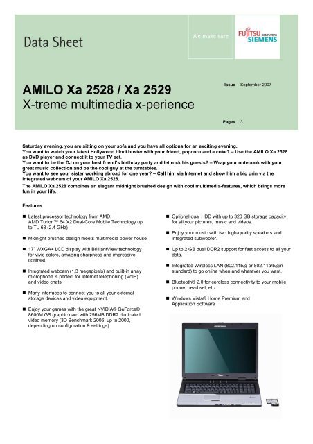 AMILO Xa 2528 / Xa 2529 X-treme multimedia x ... - ts.fujitsu.com