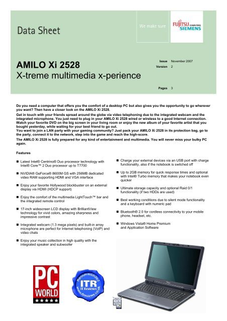 AMILO Xi 2528 X-treme multimedia x-perience - Fujitsu Technology ...