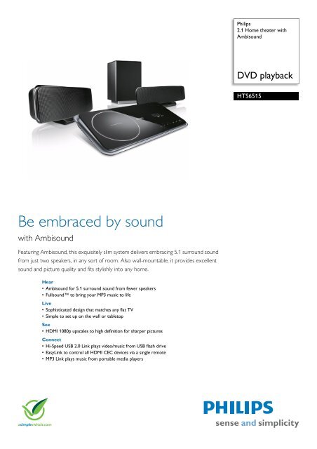 HTS6515/55 Philips 2.1 Home theater with Ambisound