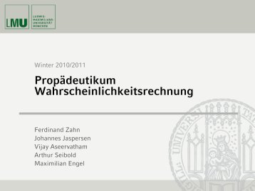 Propädeutikum Wahrscheinlichkeitsrechnung - Inriver - LMU