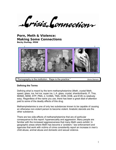 Methamphetamine Sex - Porn, Meth & Violence - Crisis Connection, Inc.