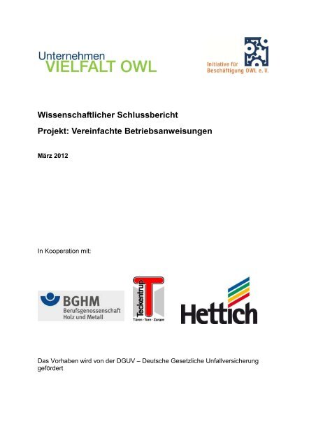 Projekt Vereinfachte Betriebsanweisungen Deutsche Gesetzliche