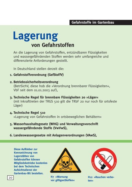 Gefahrstoffe im Gartenbau - GBG 17 - LSV