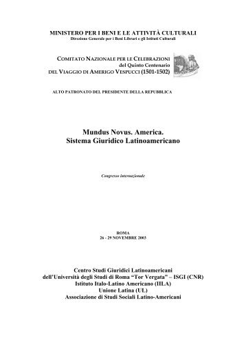 Mundus Novus. America. Sistema Giuridico Latinoamericano