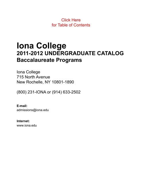 2011-2012 Undergraduate Catalog - Iona College