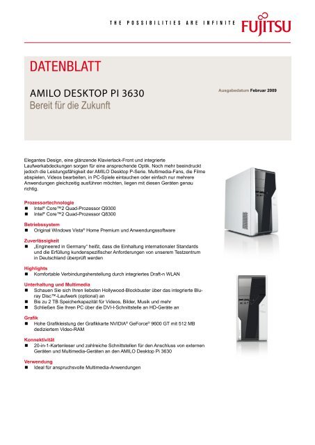 Datenblatt AMILO Desktop Pi 3630 - Fujitsu