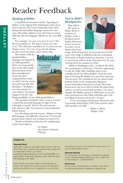 Ambassador - National Italian American Foundation