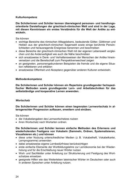 Kernlehrplan Latein - Standardsicherung NRW