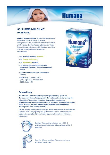 SCHLUMMER-MILCH MIT PREBIOTIK Zubereitung - Humana