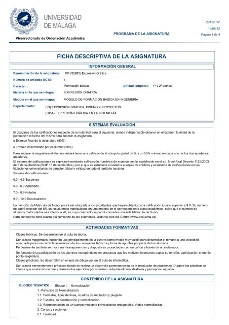 FICHA DESCRIPTIVA DE LA ASIGNATURA