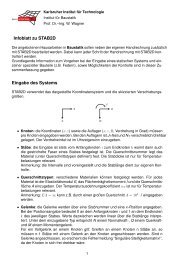 Infoblatt zu STAB2D Eingabe des Systems - am Institut für Baustatik