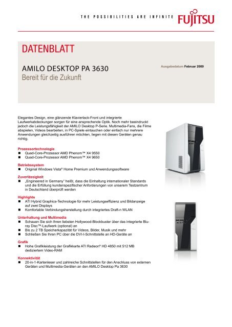 Datenblatt AMILO Desktop Pa 3630 - Fujitsu