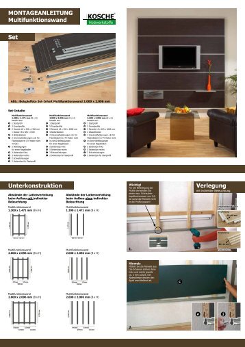 KOSCHE Multifunktionswand Verlegeanleitung