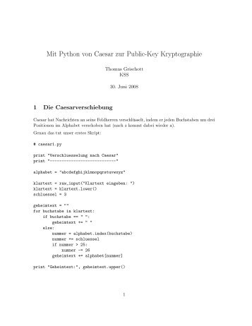 Mit Python von Caesar zur Public-Key Kryptographie