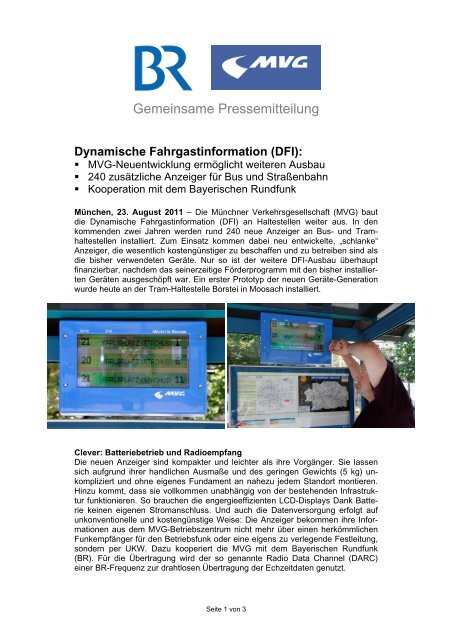 Dynamische Fahrgastinformation (DFI) - MVG-Neuentwicklung ...