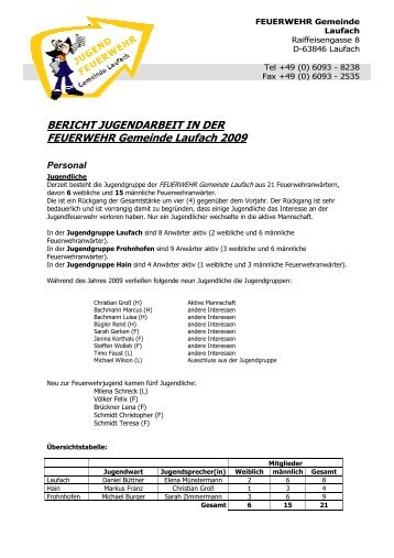 Jahresbericht jugend gesamt-2009 - FEUERWEHR Gemeinde ...