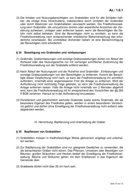 Az.: 1.6.1 Friedhofsordnung der Gemeinde Mühltal