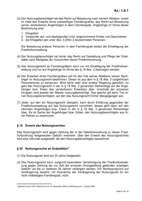 Az.: 1.6.1 Friedhofsordnung der Gemeinde Mühltal