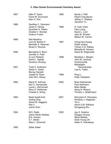 C. Ellen Gonter Environmental Chemistry Award - ACS: Division of ...