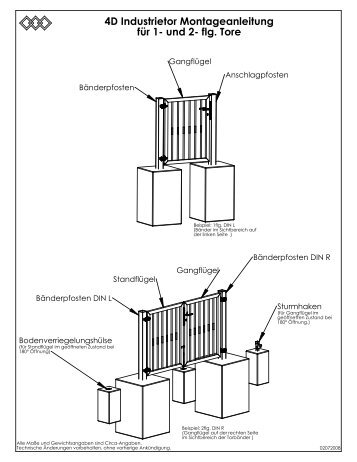 für 1- und 2- flg. Tore 4D Industrietor Montageanleitung