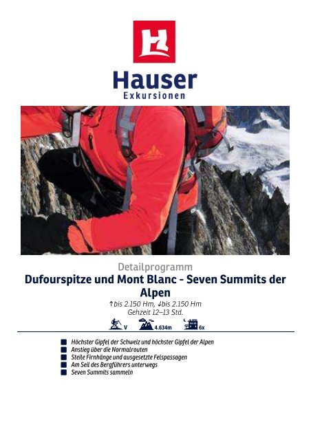 Dufourspitze und Mont Blanc - Seven Summits der Alpen - Hauser ...