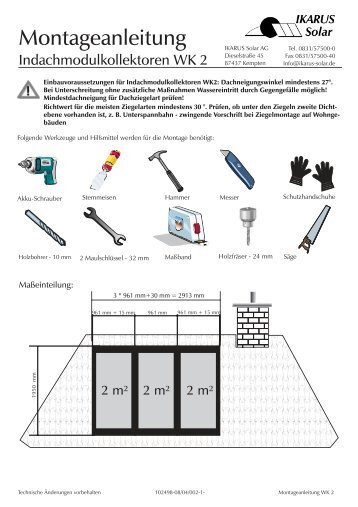 R:\pr\Prospekte IKARUS\Montageanleitung WK 2 ... - Solarschmidt