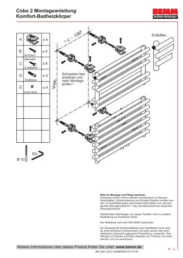 Cobo 2 Montageanleitung Komfort-Badheizkörper - Bemm