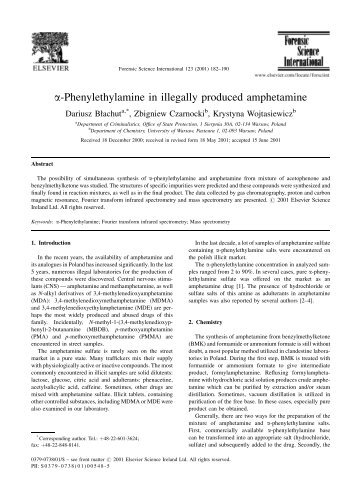 a-Phenylethylamine in illegally produced amphetamine