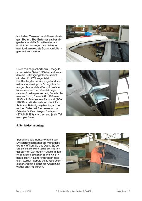 Montageanleitung Dächer für mobiles Leben - SCA