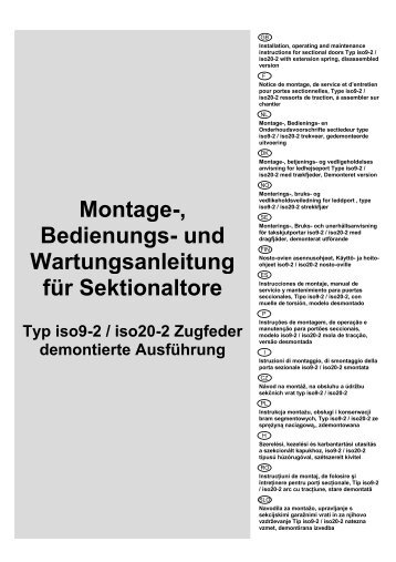 Montage-, Bedienungs- und Wartungsanleitung für ... - Novoferm