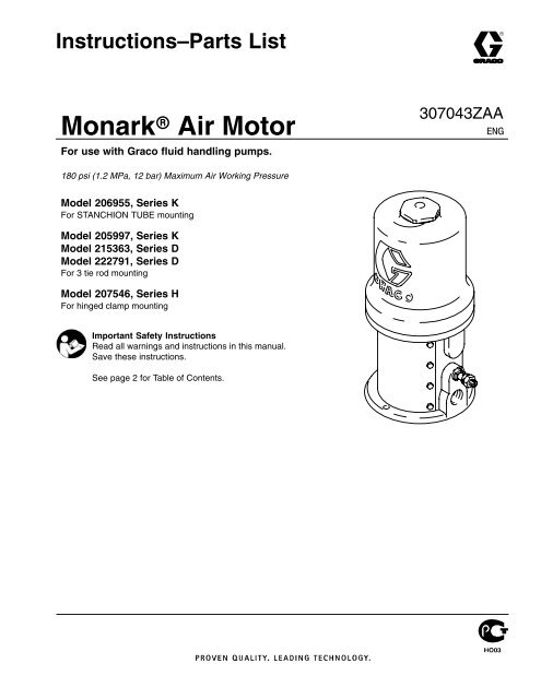 Graco Monark Air Motor Piston Rebuilt Kit Fits All Monark Air Pump 