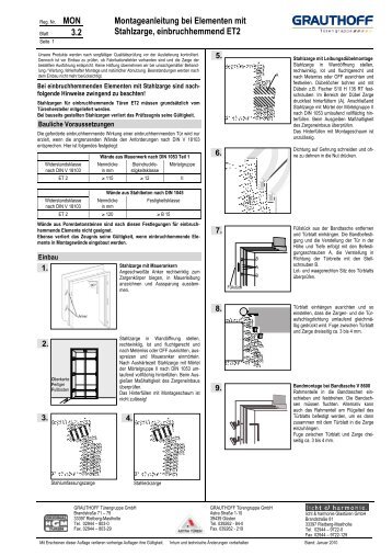 3.2 Montageanleitung bei Elementen mit Stahlzarge ...