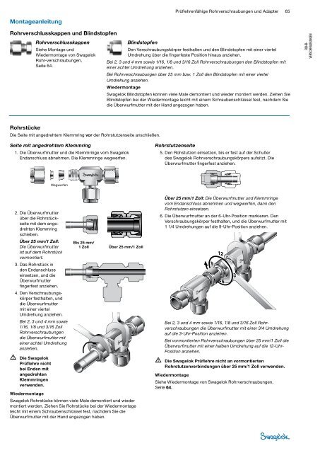 Prüflehrenfähige Rohrverschraubungen und Adapter ... - Swagelok