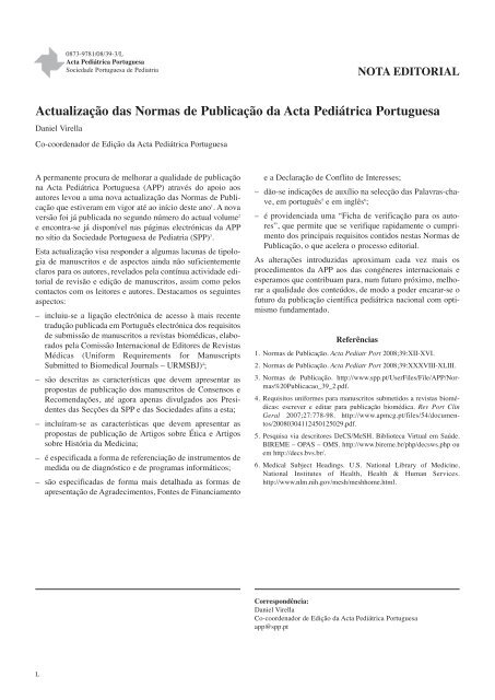 Acta Ped - Sociedade Portuguesa de Pediatria