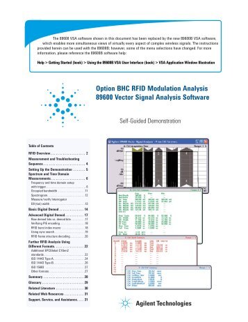Option BHC RFID Modulation Analysis 89600 Vector Signal ...
