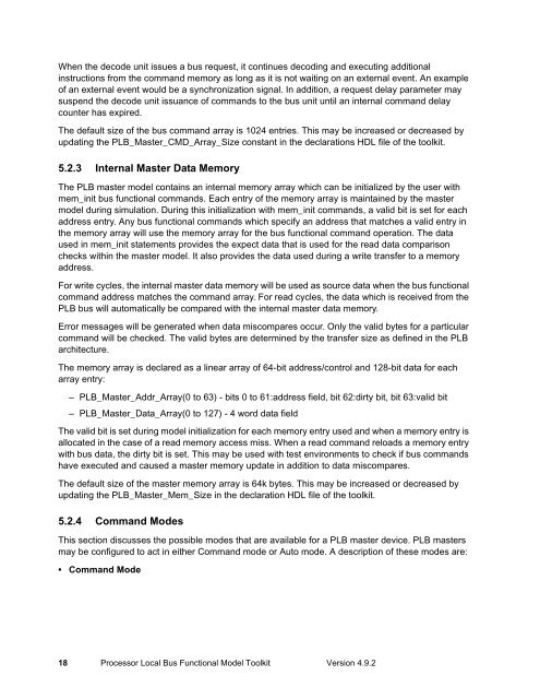 Processor Local Bus Functional Model Toolkit User's Manual