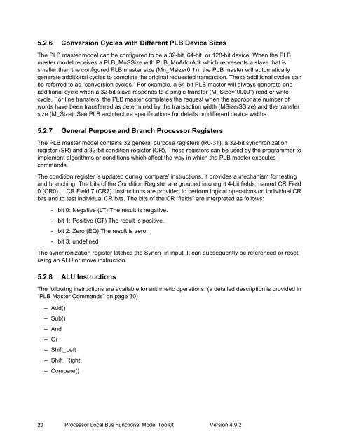 Processor Local Bus Functional Model Toolkit User's Manual