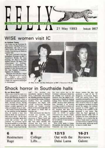 WISE women visit IC Shock horror in Southside halls - Felix